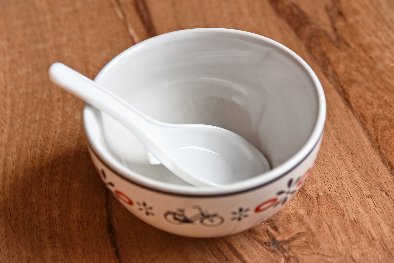 bowl, spoon, china